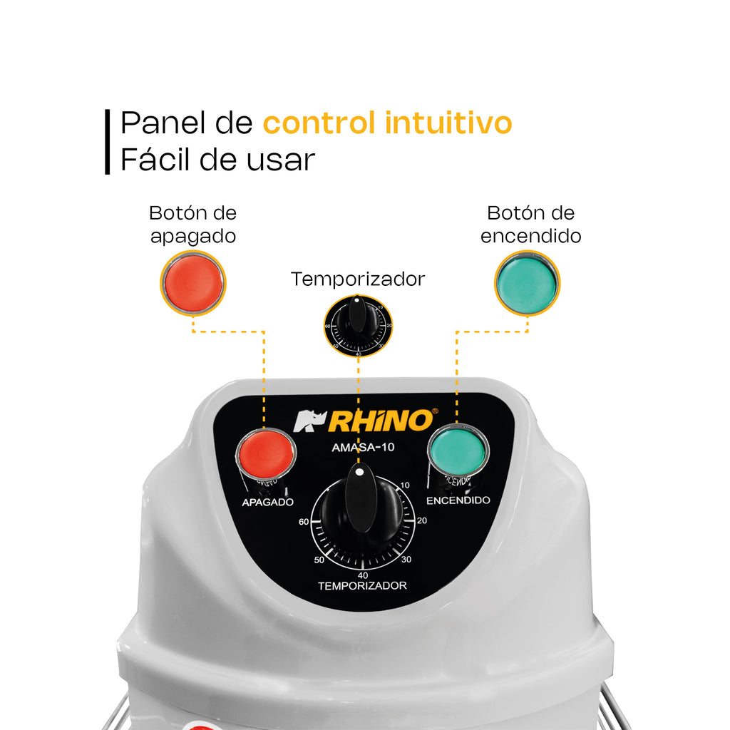 Amasadora Comercial Rhino Amasa-10 1 Hp 10 Litros 1796 Rpm