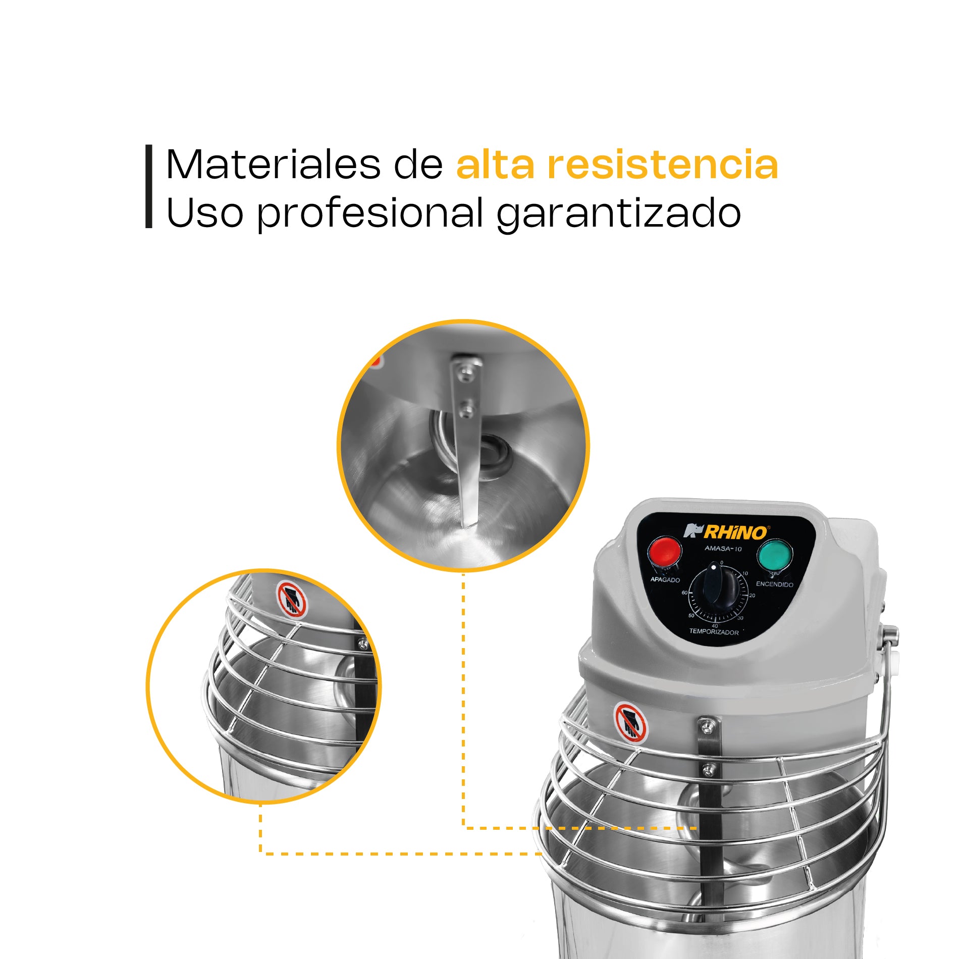 Amasadora Comercial Rhino Amasa-10 1 Hp 10 Litros 1796 Rpm