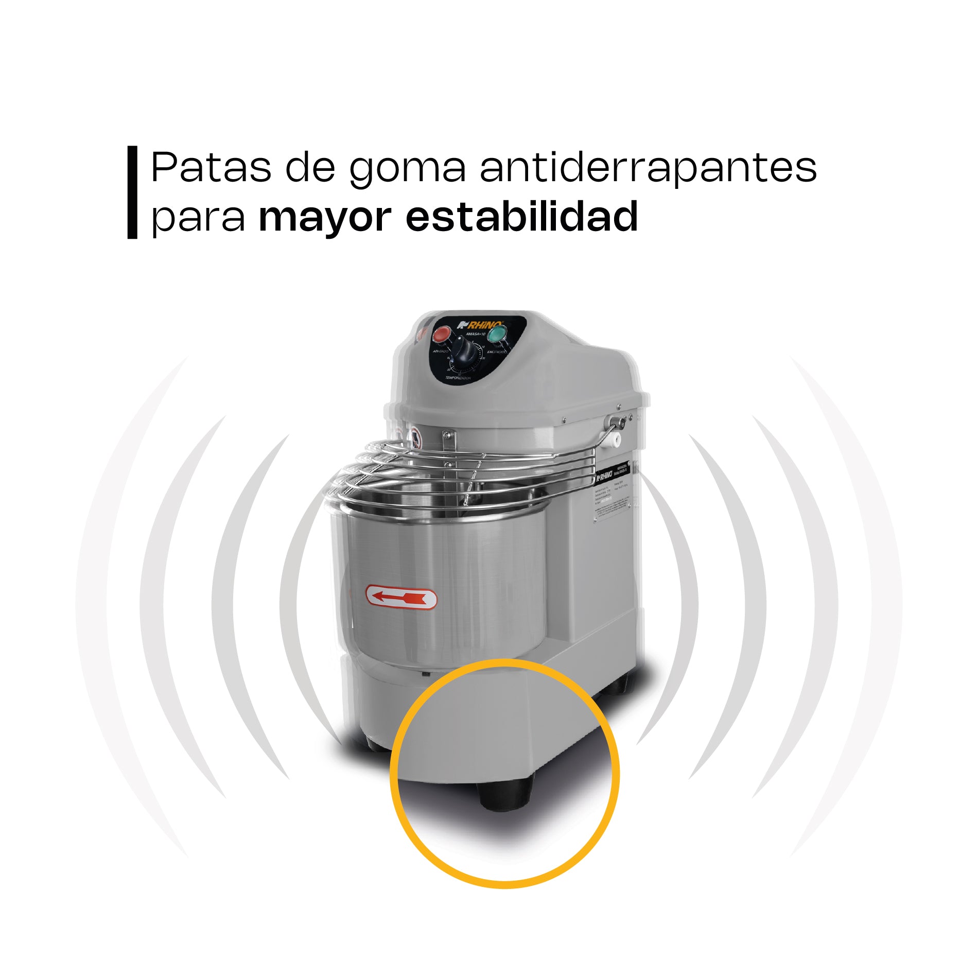 Amasadora Comercial Rhino Amasa-10 1 Hp 10 Litros 1796 Rpm