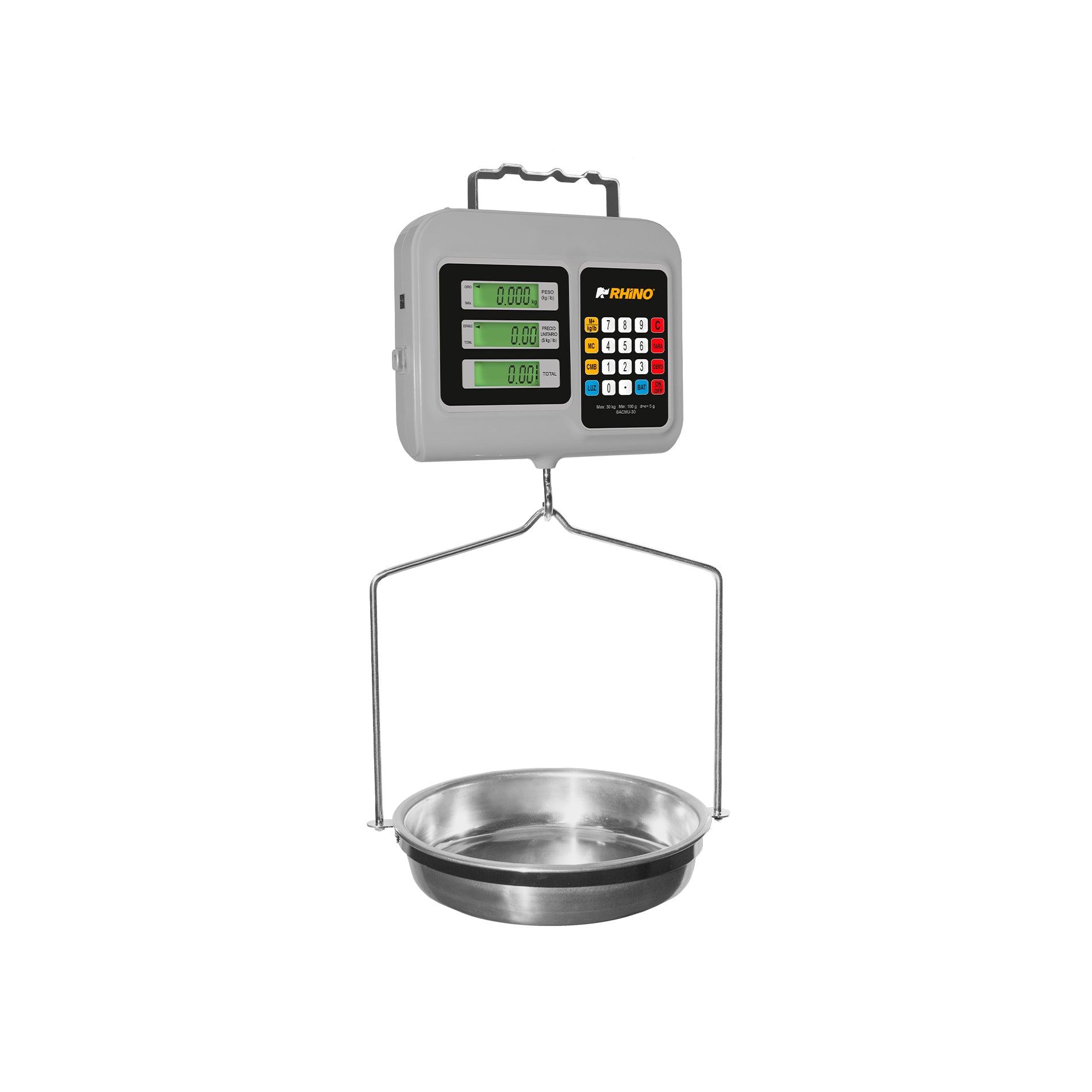 Báscula Comercial Digital Colgante Rhino Bacmu-30 30kg Peso máximo soportado 30 kg