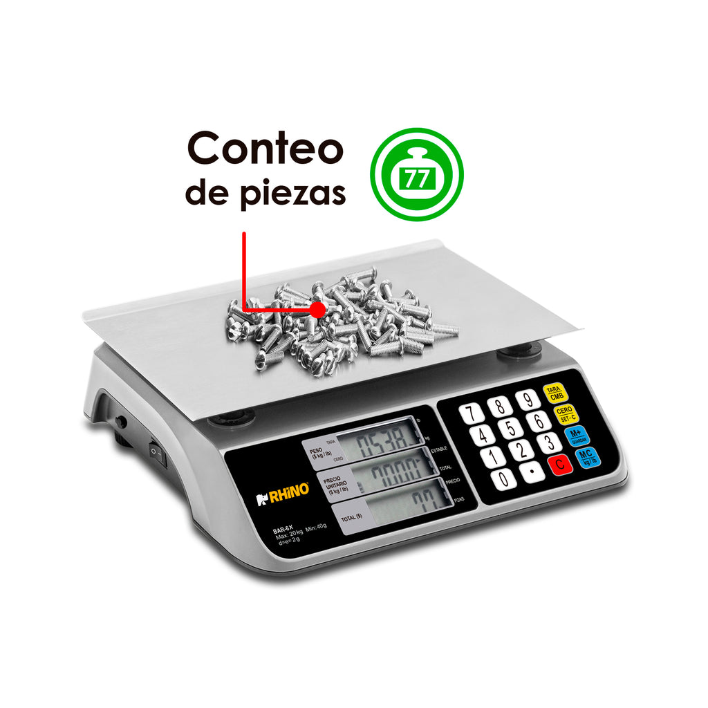 Báscula Comercial Digital Rhino BAR-6X 20Kg gris 28 cm x 20 cm
