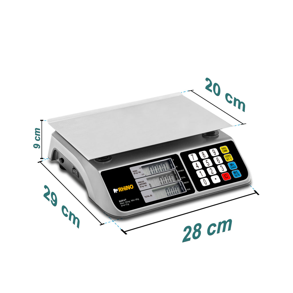 Báscula Comercial Digital Rhino BAR-6X 20Kg gris 28 cm x 20 cm