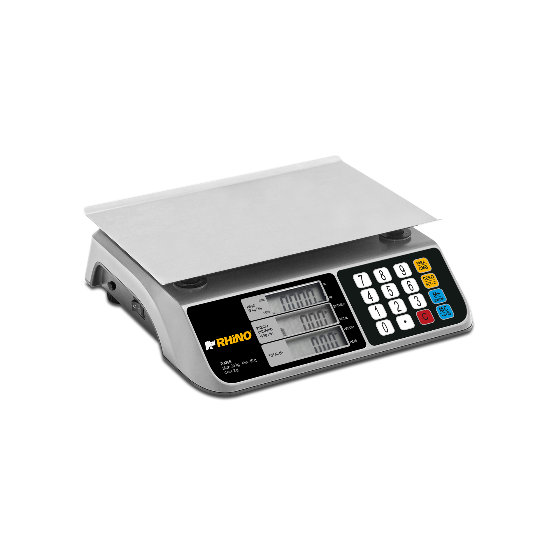 Báscula comercial digital Rhino BAR-6 20kg gris 29 cm x 28 cm
