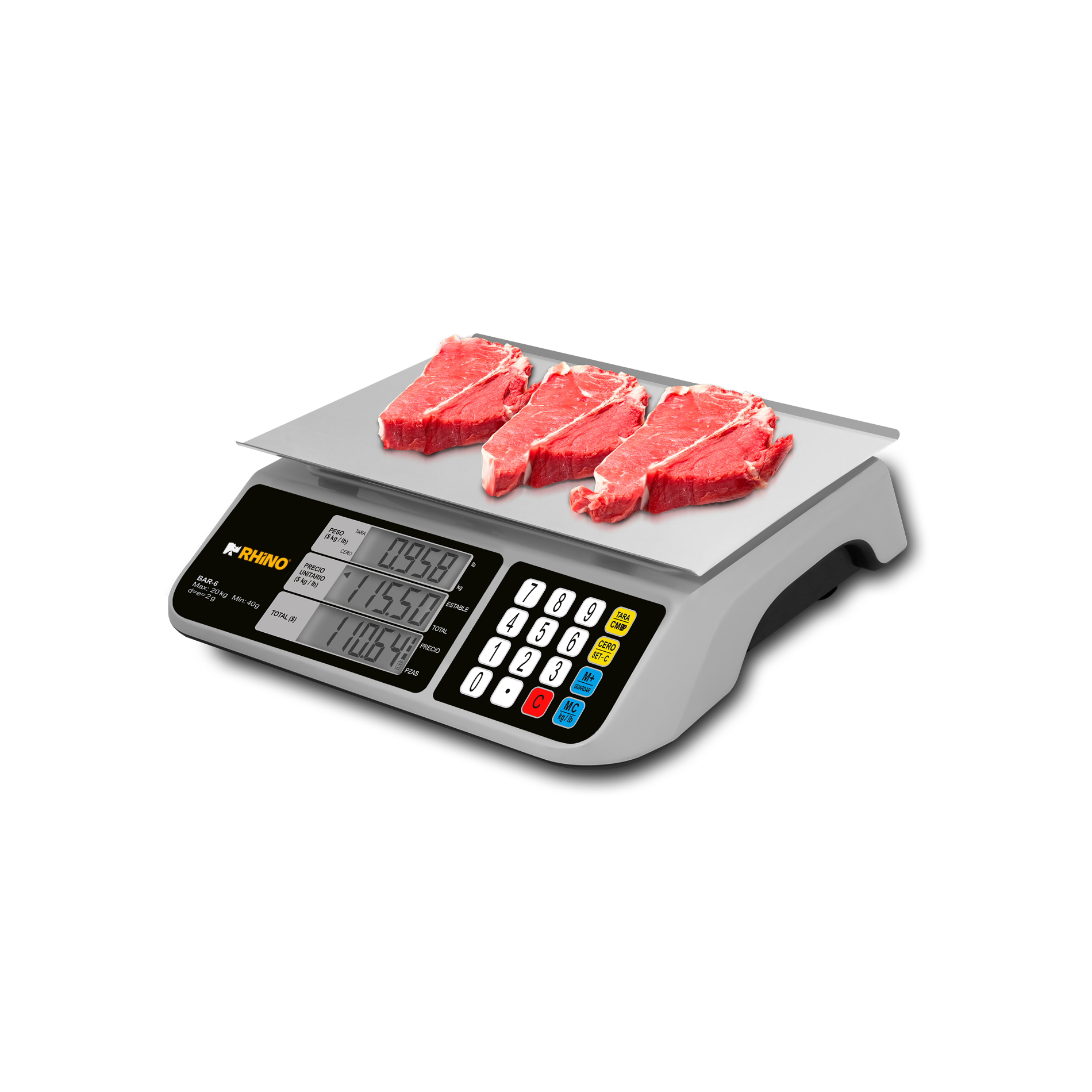 Báscula comercial digital Rhino BAR-6 20kg gris 29 cm x 28 cm
