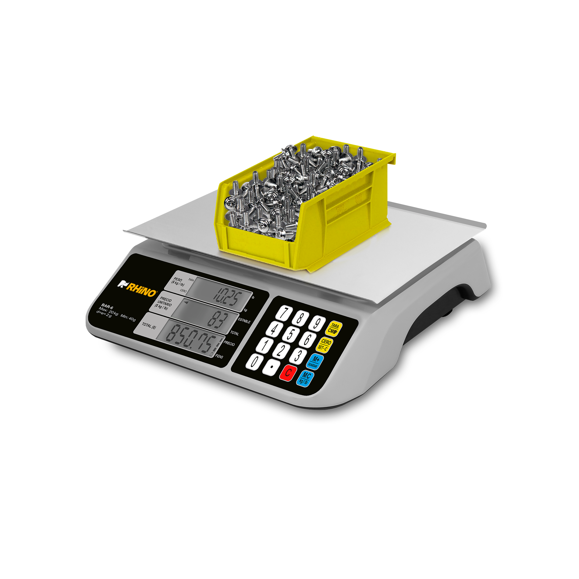 Báscula comercial digital Rhino BAR-6 20kg gris 29 cm x 28 cm