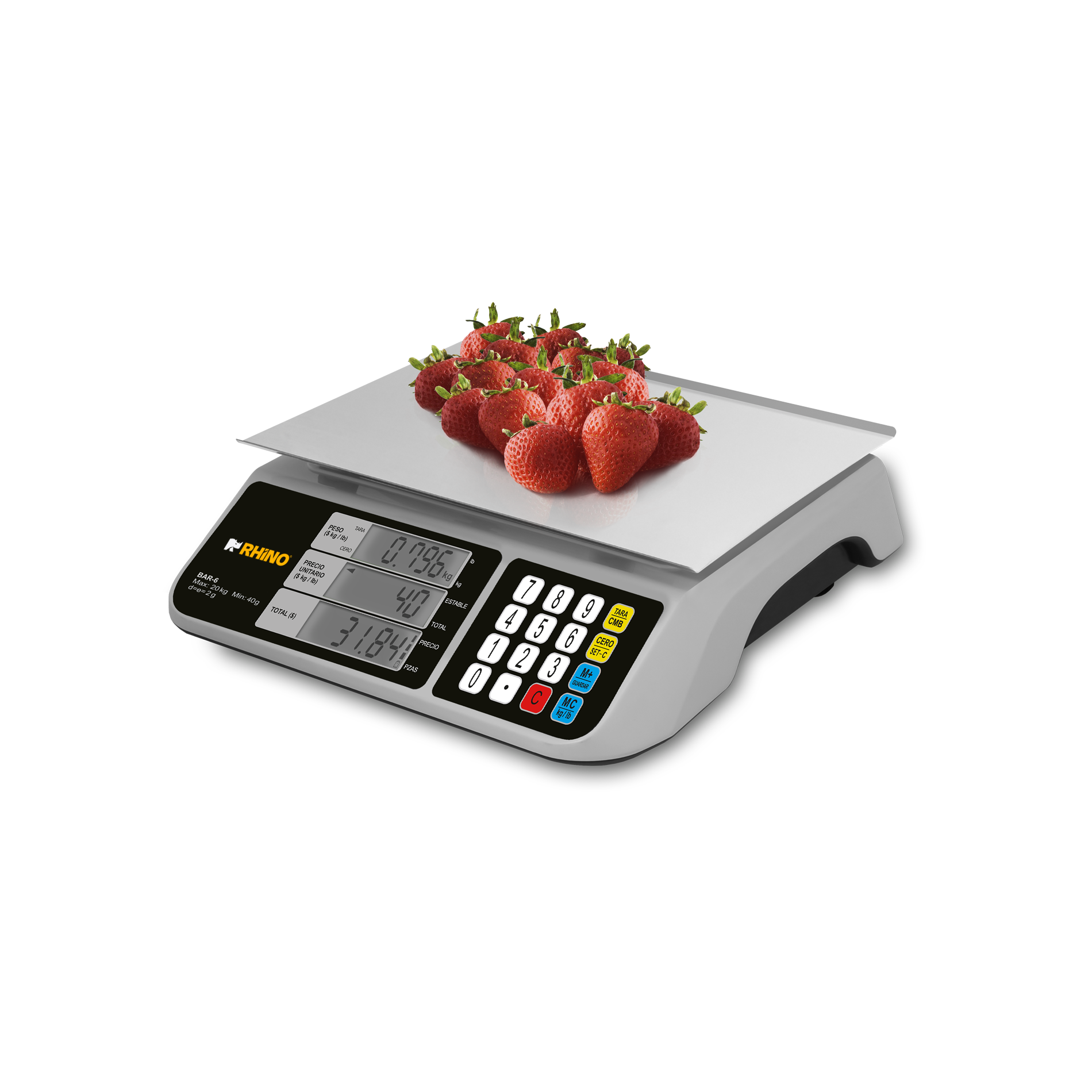 Báscula comercial digital Rhino BAR-6 20kg gris 29 cm x 28 cm