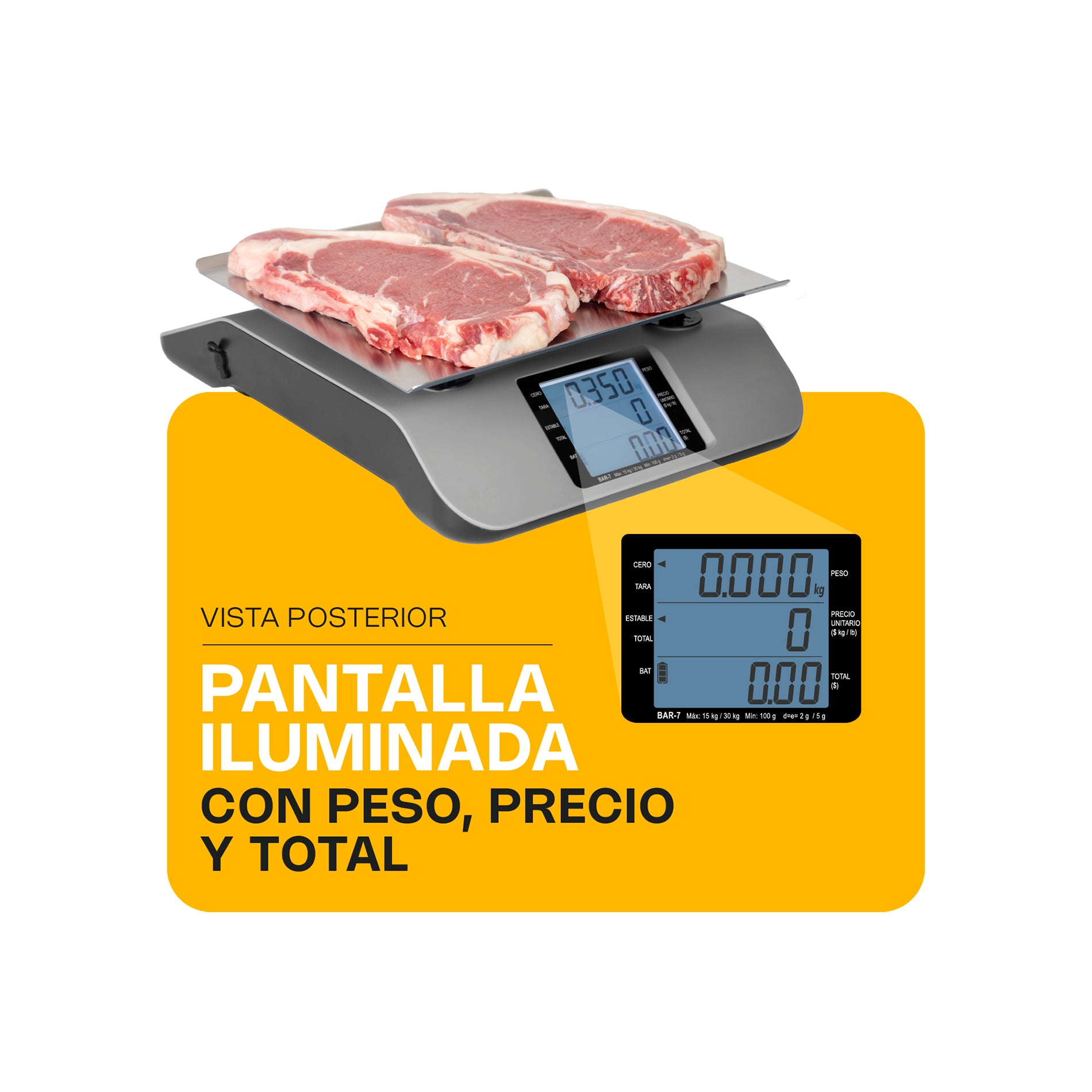 Báscula Digital Para 30kg Rhino BAR-7 Peso máximo soportado 30 kg