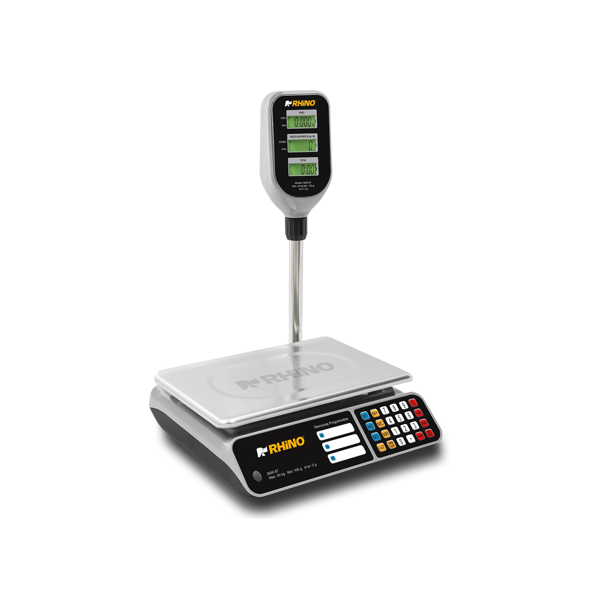Báscula Digital Con Torreta Para 40kg Rhino Bar-8t Color Gris oscuro Peso máximo soportado 40 kg