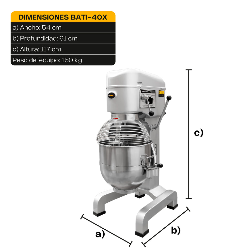 Batidora Planetaria Comercial Rhino Bati-40x