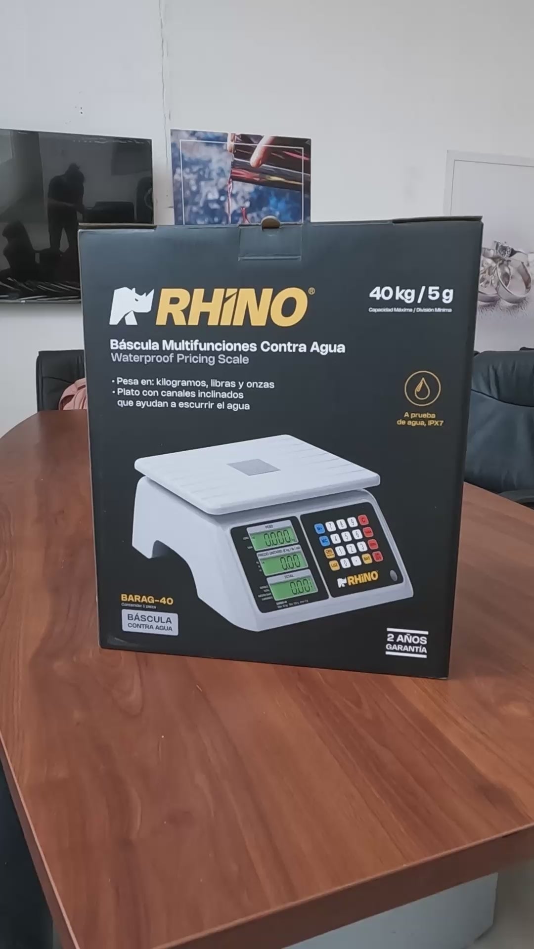 Bascula A Prueba Agua 40kg Marca Rhino Barag-40 Color Blanco Peso máximo soportado 40 kg