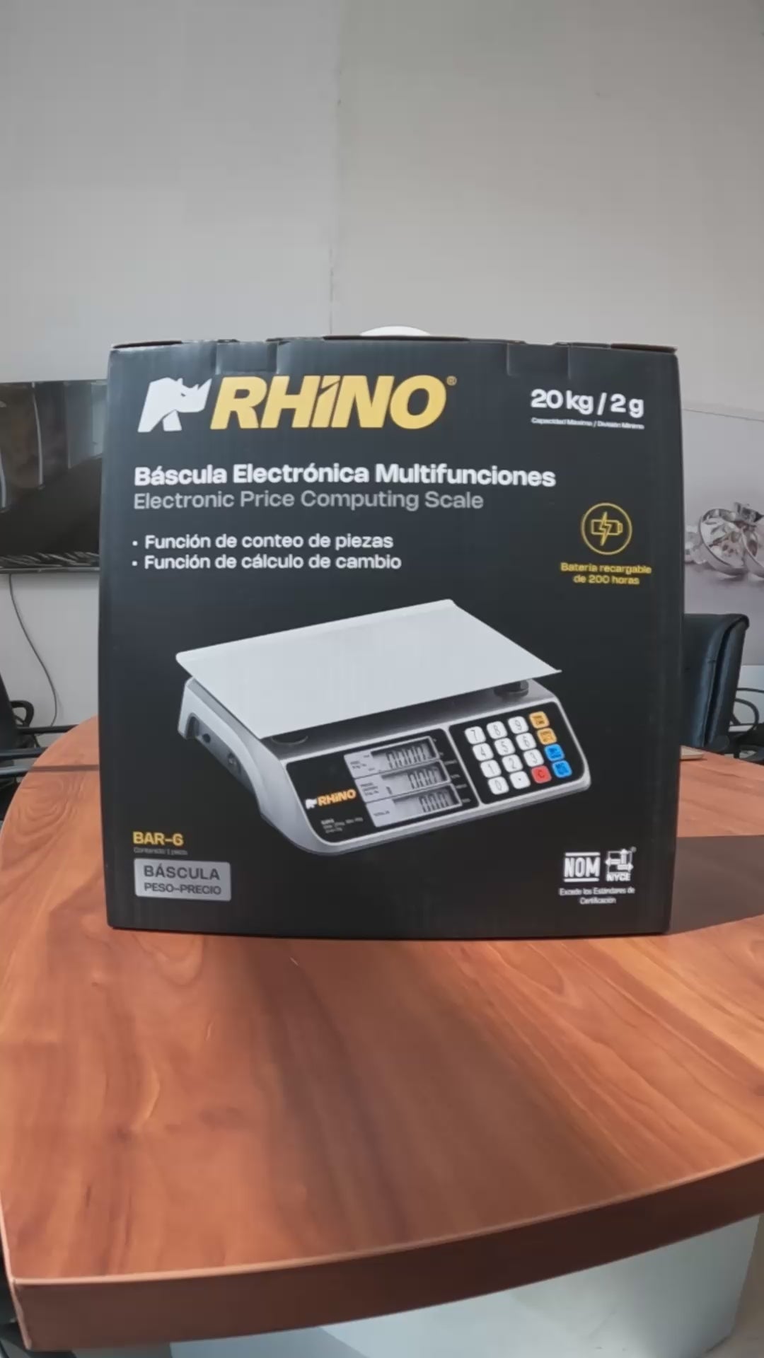 Báscula comercial digital Rhino BAR-6 20kg gris 29 cm x 28 cm